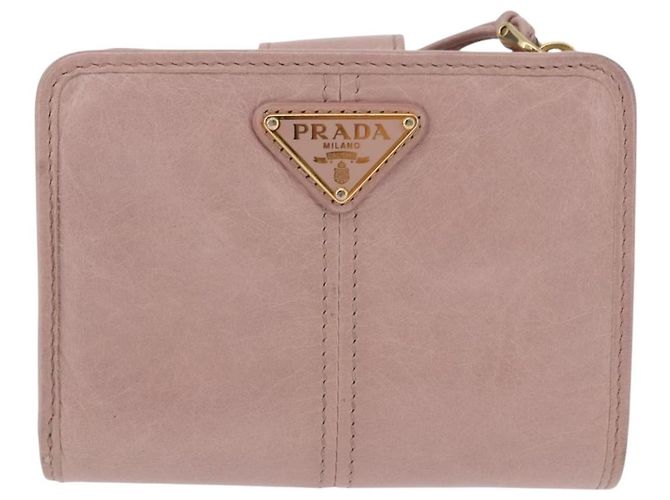 PRADA Bifold Wallet Leather Pink Auth 183515A - view 2