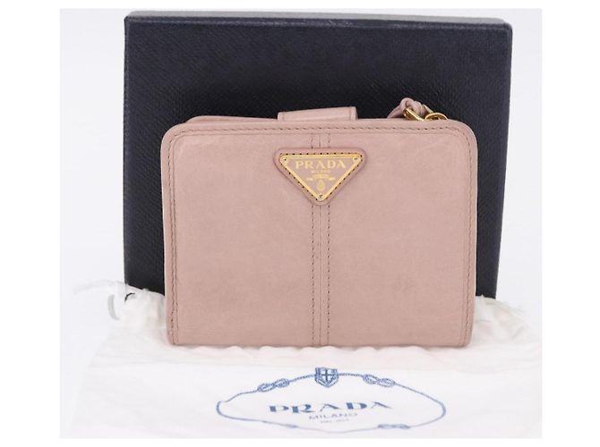 PRADA Bifold Wallet Leather Pink Auth 183515A - view 21