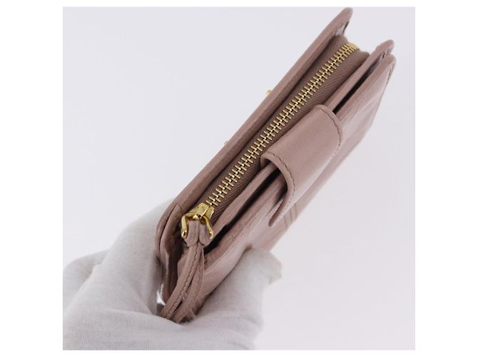 PRADA Bifold Wallet Leather Pink Auth 183515A - view 6
