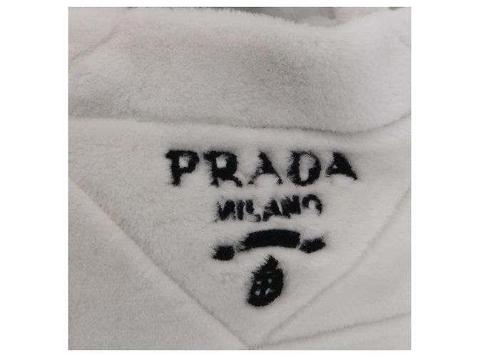 Borsa Tote PRADA in pelliccia Bianco Argento Auth 197109SAM - vista 14