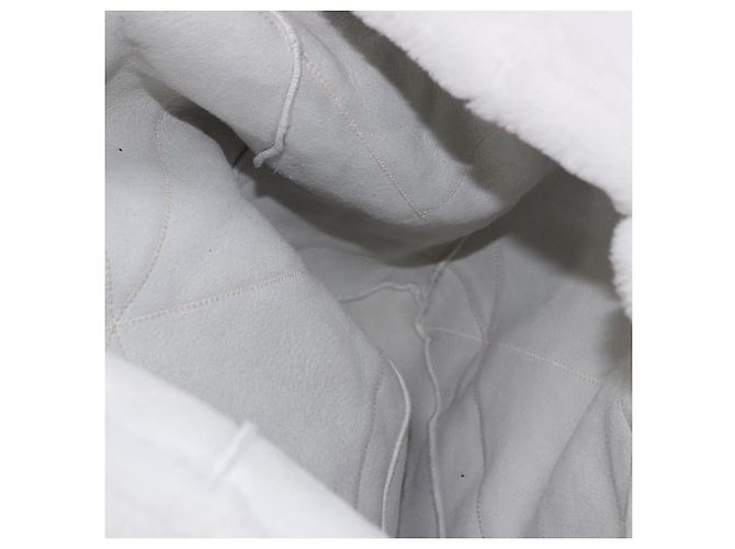 Borsa Tote PRADA in pelliccia Bianco Argento Auth 197109SAM - vista 17