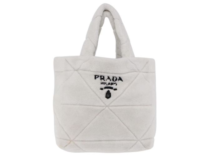 Borsa Tote PRADA in pelliccia Bianco Argento Auth 197109SAM - vista 2