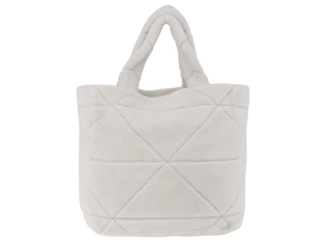 Borsa Tote PRADA in pelliccia Bianco Argento Auth 197109SAM - vista 3