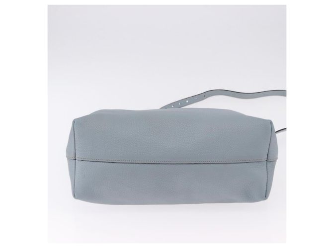 Saco Tote PRADA em couro 2way Azul Claro Ouro Auth 192481A Dourado - vista 11