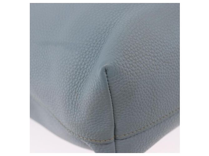 Saco Tote PRADA em couro 2way Azul Claro Ouro Auth 192481A Dourado - vista 12