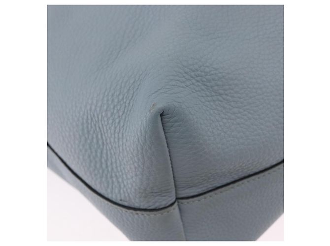Saco Tote PRADA em couro 2way Azul Claro Ouro Auth 192481A Dourado - vista 14