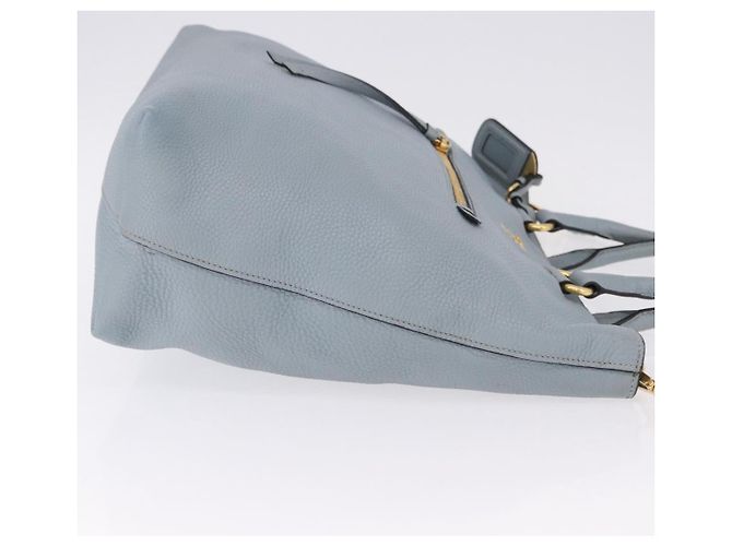 Saco Tote PRADA em couro 2way Azul Claro Ouro Auth 192481A Dourado - vista 4