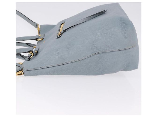 Saco Tote PRADA em couro 2way Azul Claro Ouro Auth 192481A Dourado - vista 5