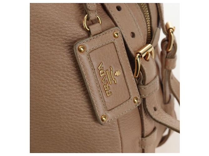 PRADA Tote Bag Leder Beige Goldton Auth 195767V - Ansicht 19