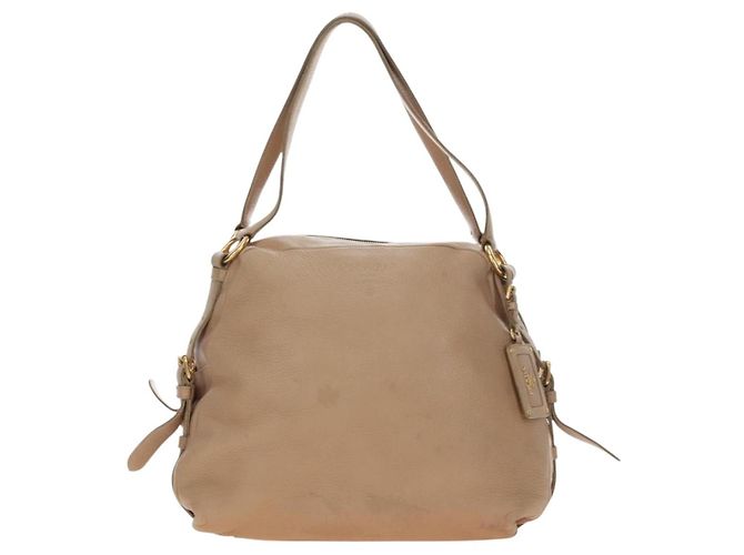 PRADA Tote Bag Leder Beige Goldton Auth 195767V - Ansicht 2