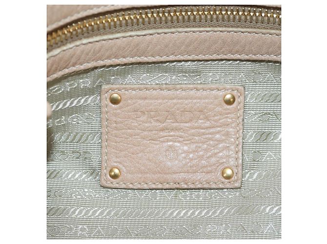 PRADA Tote Bag Leder Beige Goldton Auth 195767V - Ansicht 21