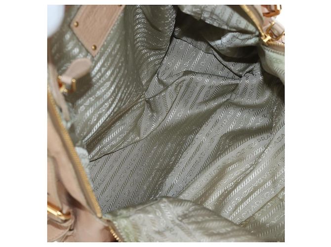PRADA Tote Bag Leder Beige Goldton Auth 195767V - Ansicht 22