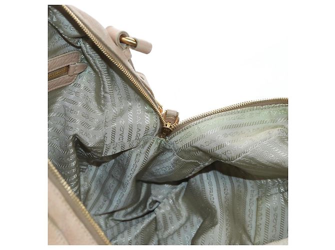 PRADA Tote Bag Leder Beige Goldton Auth 195767V - Ansicht 23