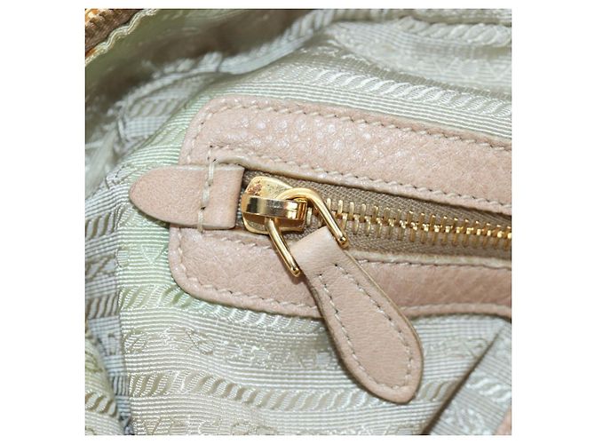 PRADA Tote Bag Leder Beige Goldton Auth 195767V - Ansicht 26