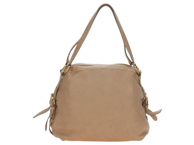 PRADA Tote Bag Leder Beige Goldton Auth 195767V - Ansicht 5