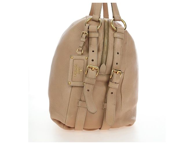 PRADA Tote Bag Leder Beige Goldton Auth 195767V - Ansicht 7