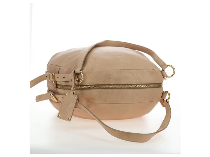 PRADA Tote Bag Leder Beige Goldton Auth 195767V - Ansicht 9