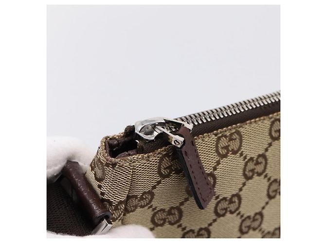 Borsa a tracolla GUCCI GG Canvas Marrone Argento 114273 Auth 182886A - vista 14