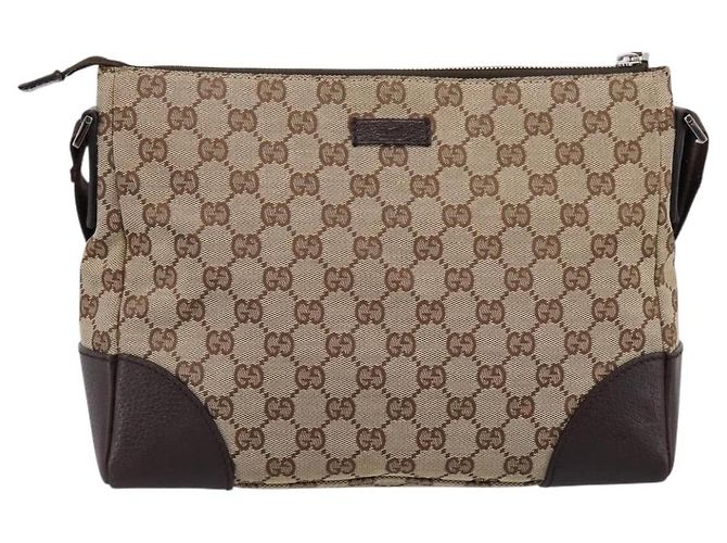 Borsa a tracolla GUCCI GG Canvas Marrone Argento 114273 Auth 182886A - vista 2
