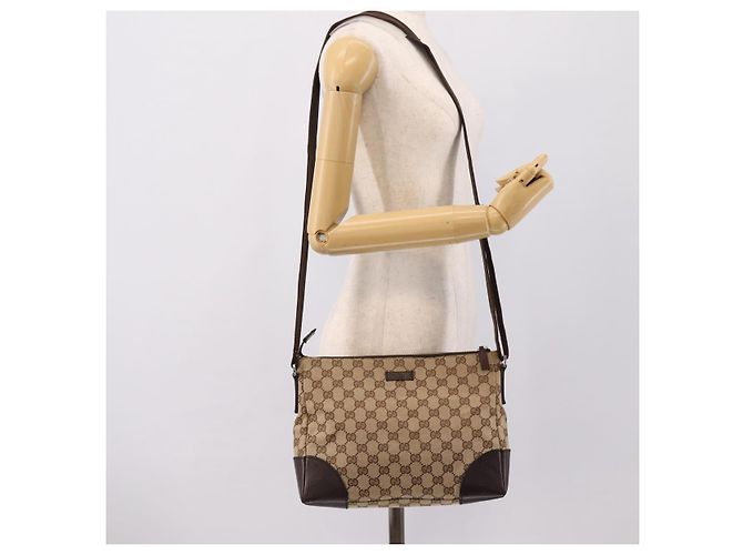 Borsa a tracolla GUCCI GG Canvas Marrone Argento 114273 Auth 182886A - vista 22