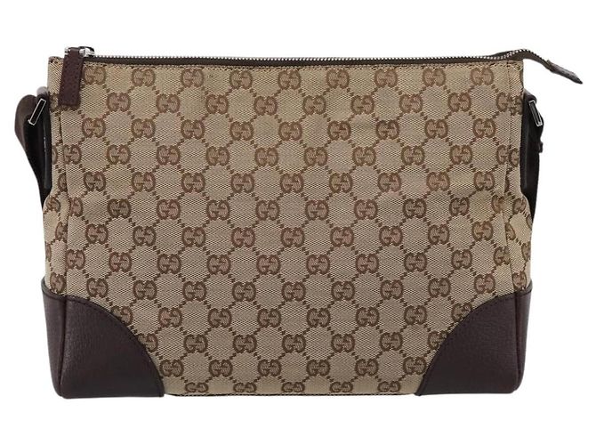 Borsa a tracolla GUCCI GG Canvas Marrone Argento 114273 Auth 182886A - vista 3