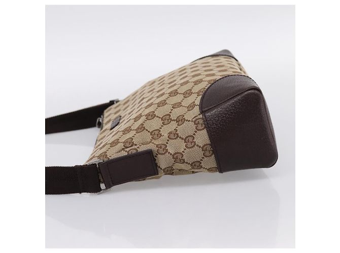 Borsa a tracolla GUCCI GG Canvas Marrone Argento 114273 Auth 182886A - vista 4