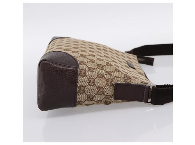 Borsa a tracolla GUCCI GG Canvas Marrone Argento 114273 Auth 182886A - vista 5