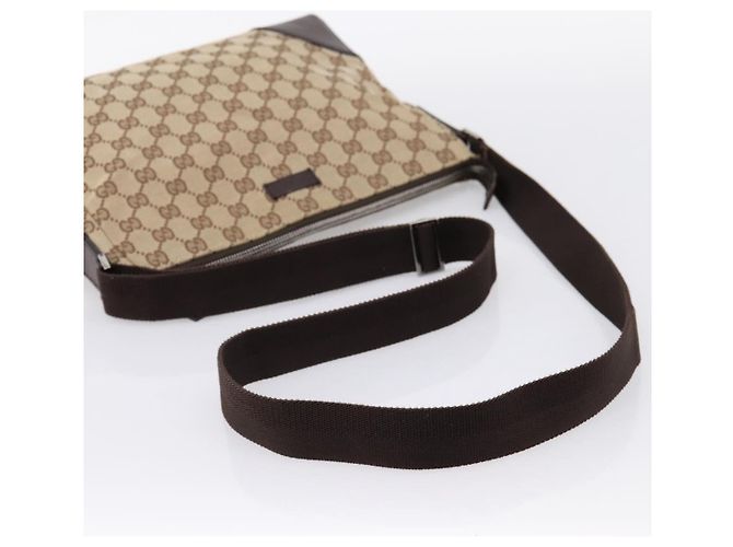 Borsa a tracolla GUCCI GG Canvas Marrone Argento 114273 Auth 182886A - vista 7