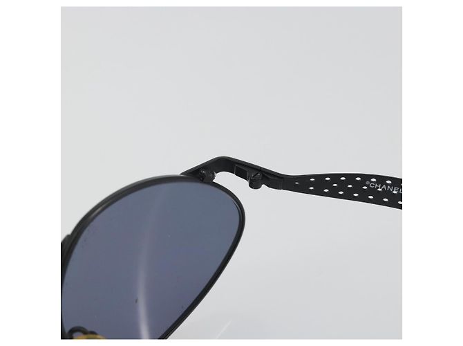 Occhiali da sole CHANEL Plastica Nero Dorato CC Auth 194408 - vista 11