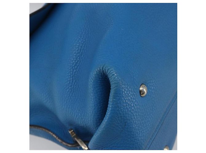 Borsa Salvatore Ferragamo Gancini in pelle 2way Blu Argento Auth 195004 - vista 13