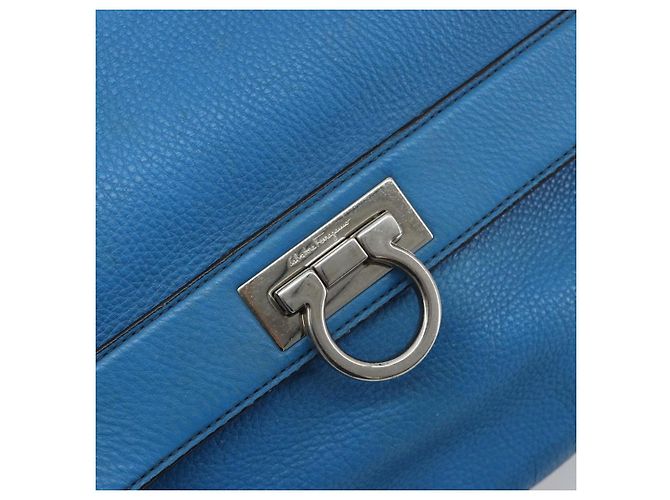 Borsa Salvatore Ferragamo Gancini in pelle 2way Blu Argento Auth 195004 - vista 17
