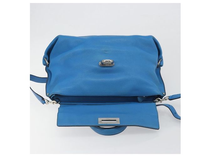 Borsa Salvatore Ferragamo Gancini in pelle 2way Blu Argento Auth 195004 - vista 18