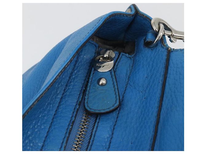 Borsa Salvatore Ferragamo Gancini in pelle 2way Blu Argento Auth 195004 - vista 20