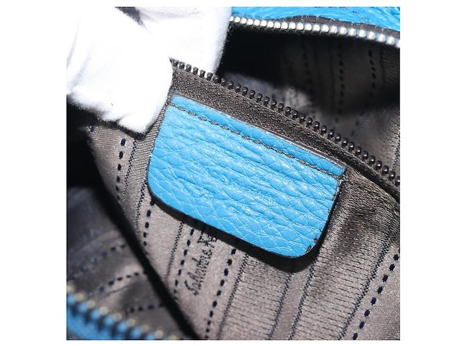 Borsa Salvatore Ferragamo Gancini in pelle 2way Blu Argento Auth 195004 - vista 27