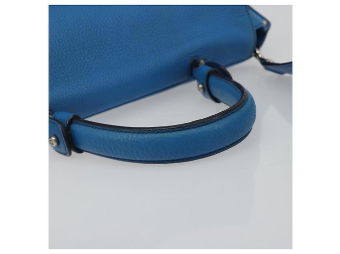 Borsa Salvatore Ferragamo Gancini in pelle 2way Blu Argento Auth 195004 - vista 7