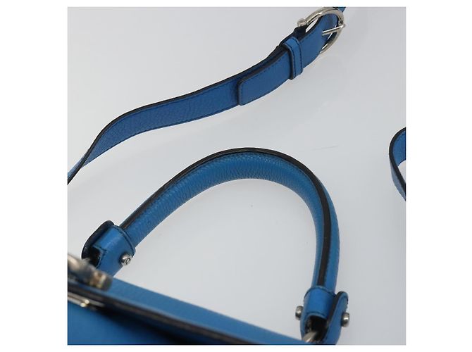 Borsa Salvatore Ferragamo Gancini in pelle 2way Blu Argento Auth 195004 - vista 8