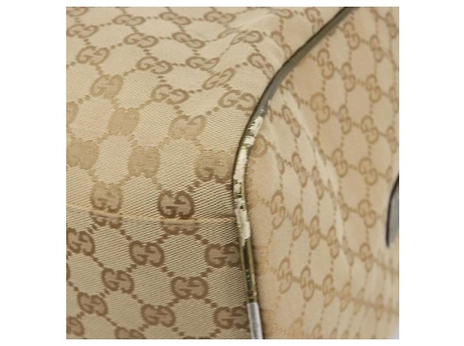 Borsa Boston GUCCI GG Canvas Sherry Line Beige Gold 153240 Auth 194924A D'oro - vista 10