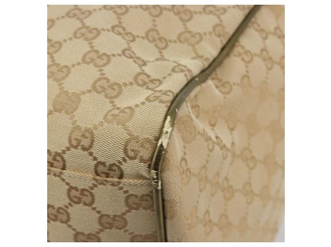 Borsa Boston GUCCI GG Canvas Sherry Line Beige Gold 153240 Auth 194924A D'oro - vista 12