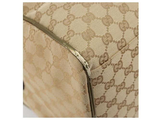 Borsa Boston GUCCI GG Canvas Sherry Line Beige Gold 153240 Auth 194924A D'oro - vista 13
