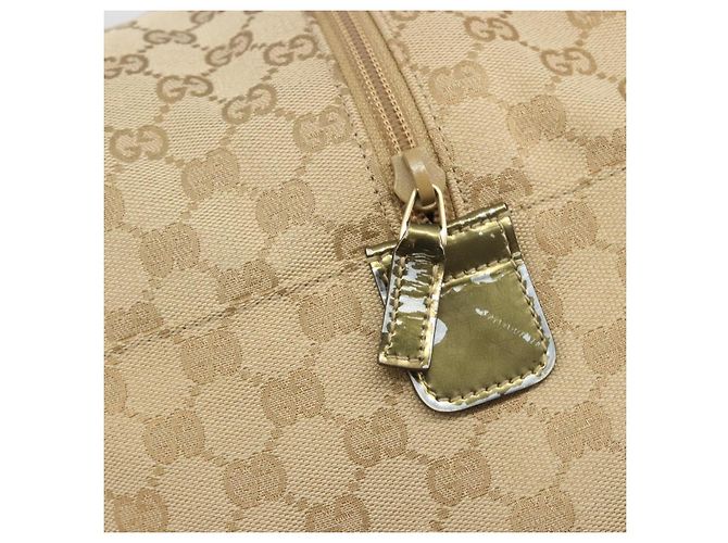 Borsa Boston GUCCI GG Canvas Sherry Line Beige Gold 153240 Auth 194924A D'oro - vista 15