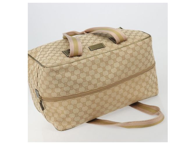 Borsa Boston GUCCI GG Canvas Sherry Line Beige Gold 153240 Auth 194924A D'oro - vista 6