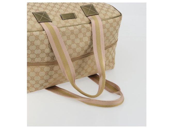 Borsa Boston GUCCI GG Canvas Sherry Line Beige Gold 153240 Auth 194924A D'oro - vista 7