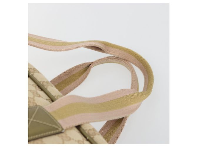 Borsa Boston GUCCI GG Canvas Sherry Line Beige Gold 153240 Auth 194924A D'oro - vista 8