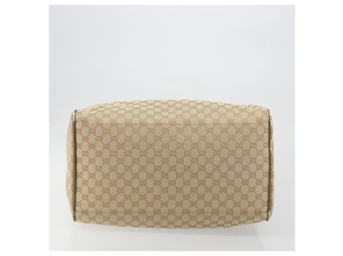 Borsa Boston GUCCI GG Canvas Sherry Line Beige Gold 153240 Auth 194924A D'oro - vista 9