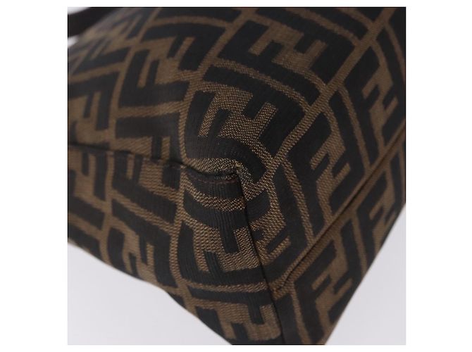 Borsa a tracolla FENDI Zucca Canvas Mamma Baguette Marrone Nero Auth 196776V - vista 10