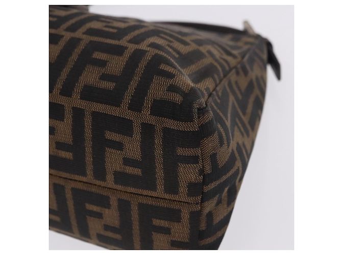 Borsa a tracolla FENDI Zucca Canvas Mamma Baguette Marrone Nero Auth 196776V - vista 11