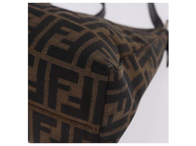 Borsa a tracolla FENDI Zucca Canvas Mamma Baguette Marrone Nero Auth 196776V - vista 13