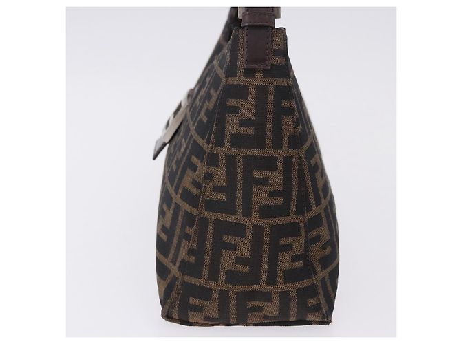 Borsa a tracolla FENDI Zucca Canvas Mamma Baguette Marrone Nero Auth 196776V - vista 4