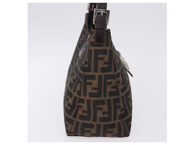 Borsa a tracolla FENDI Zucca Canvas Mamma Baguette Marrone Nero Auth 196776V - vista 5