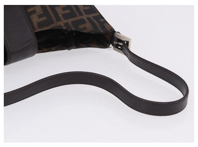 Borsa a tracolla FENDI Zucca Canvas Mamma Baguette Marrone Nero Auth 196776V - vista 7